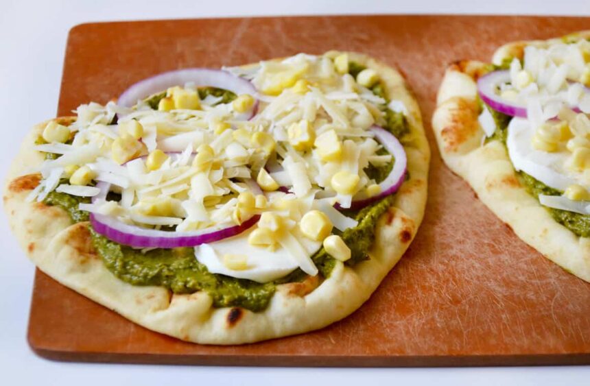 Grilled Flatbread Pizzas with Avocado Pesto - Just a Taste
