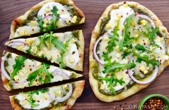 Grilled Flatbread Pizzas with Avocado Pesto Photo