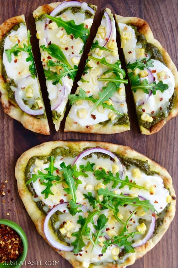 Grilled Flatbread Pizzas with Avocado Pesto Photo