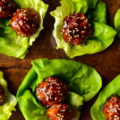 WEDNESDAY: Baked Asian Chicken Meatball Lettuce Wraps