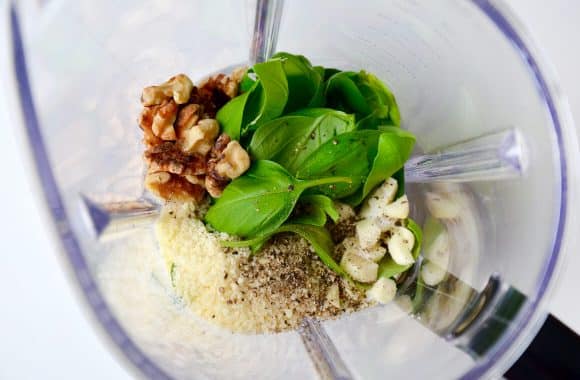 Pesto Zucchini Noodles with Shrimp