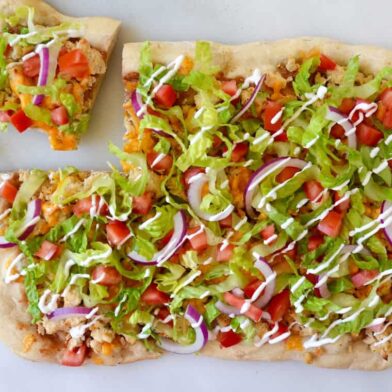TUESDAY: Cheesy Chicken Taco Pizza