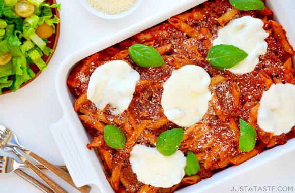 Cheesy Baked Penne Pasta with Sausage Recipe