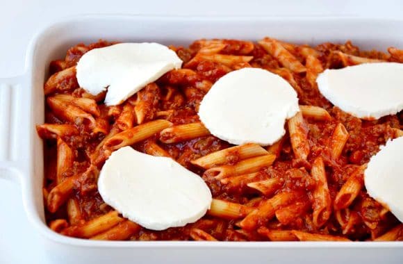 Cheesy Baked Penne Pasta with Sausage Recipe
