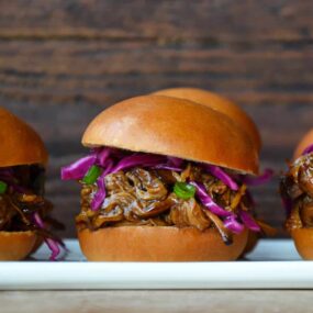 Slow Cooker Balsamic Honey Pulled Pork from justataste.com