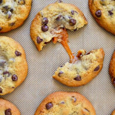 Caramel-Stuffed Chocolate Chip Cookies