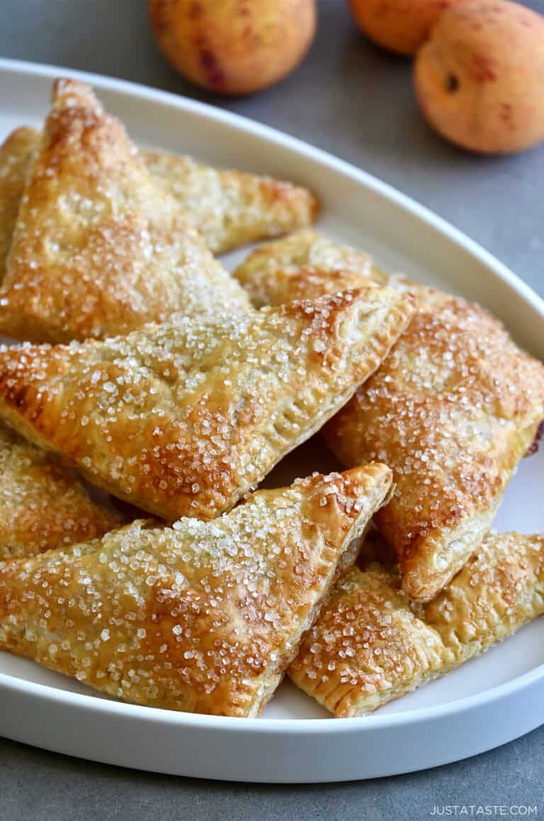 Easy peach turnovers made with store-bought puff pastry.