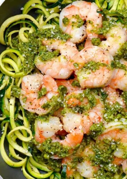Pesto Zucchini Noodles with Shrimp Recipe