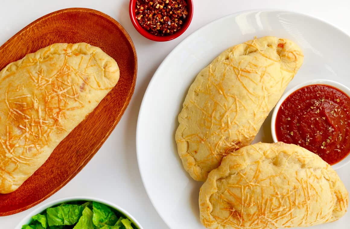 cheesy garlic chicken calzones