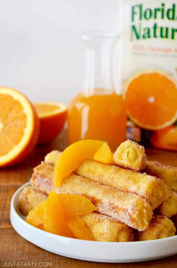 French Toast RollUps with Orange Syrup Just a Taste