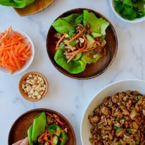 Top down view of 30-Minute Chinese Chicken Lettuce Wraps