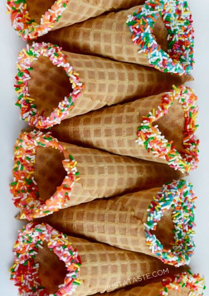 Rainbow Dipped Waffle Cones Recipe