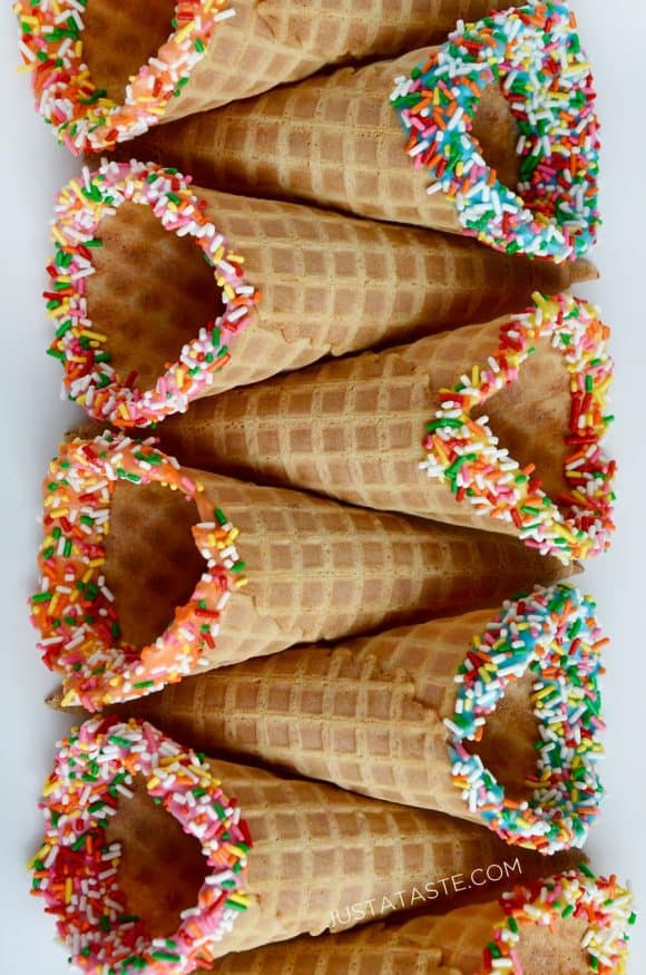 Rainbow Dipped Waffle Cones Recipe