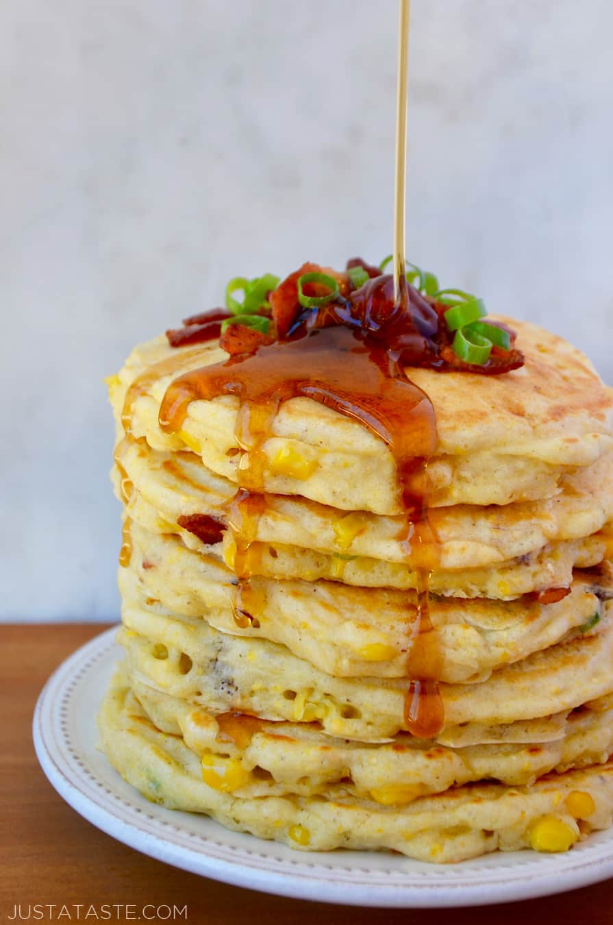 Sweet Corn Pancakes with Bacon Just a Taste
