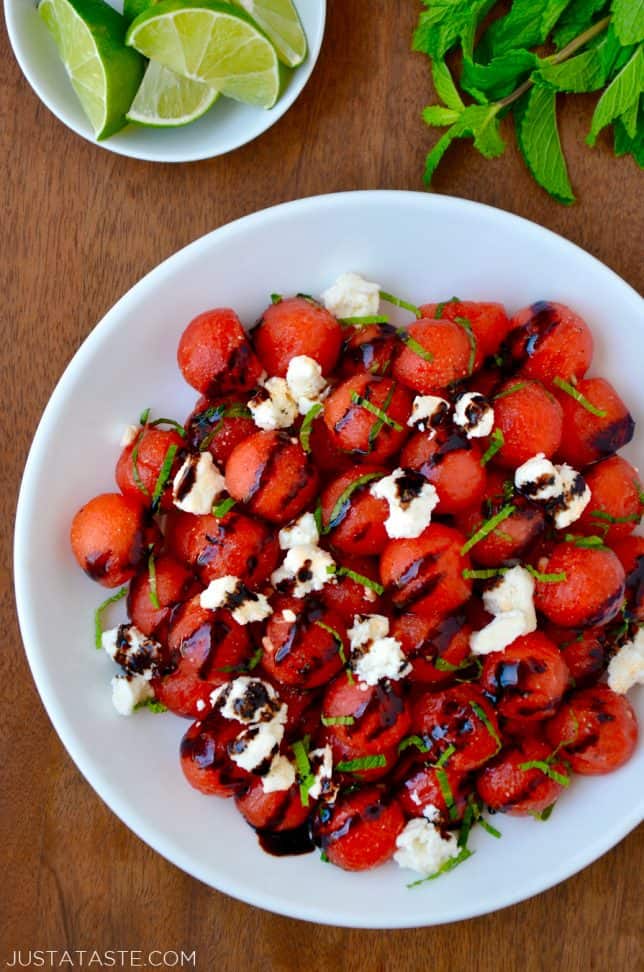 Watermelon Salad with Balsamic Syrup Just a Taste