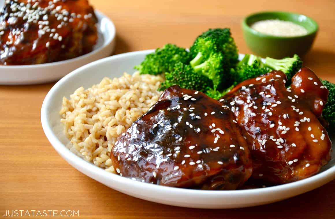 Glazed Honey Soy Chicken Thighs Just a Taste