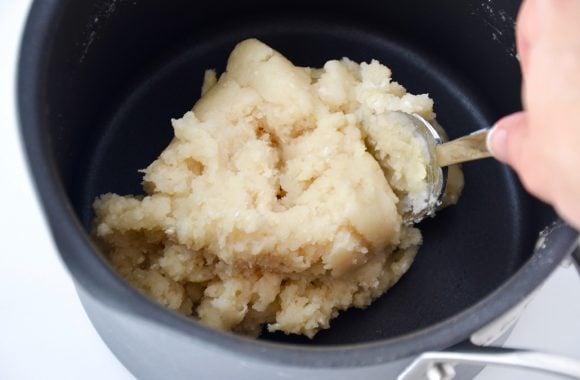 Churro batter in nonstick saucepan