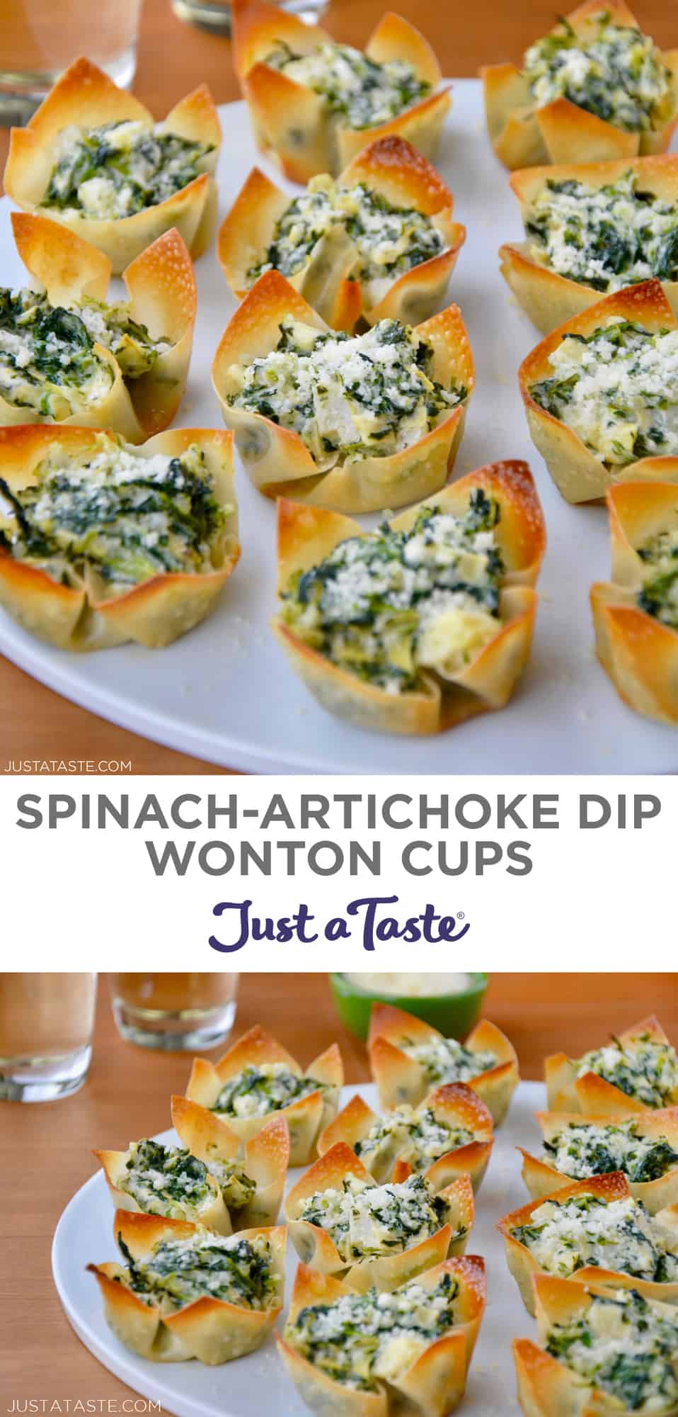 SpinachArtichoke Dip Wonton Cups Just a Taste