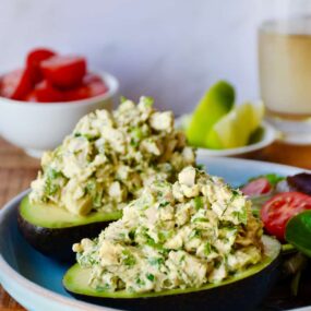 The Best Avocado Chicken Salad in hollowed-out avocados