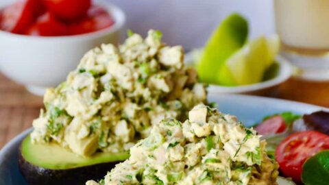 The Best Avocado Chicken Salad in hollowed-out avocados