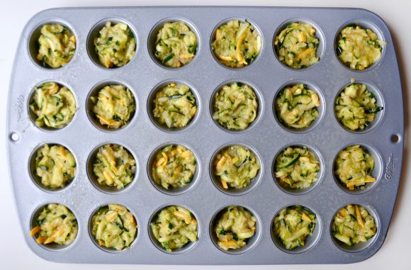 Cheesy zucchini tots in mini muffin pan