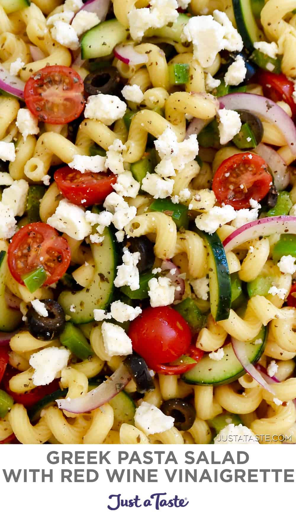 Greek Pasta Salad with Red Wine Vinaigrette Just a Taste