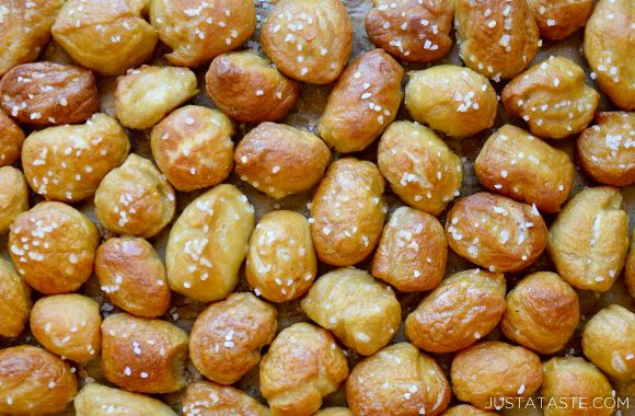 Closeup of Easy Homemade Soft Pretzel Bites