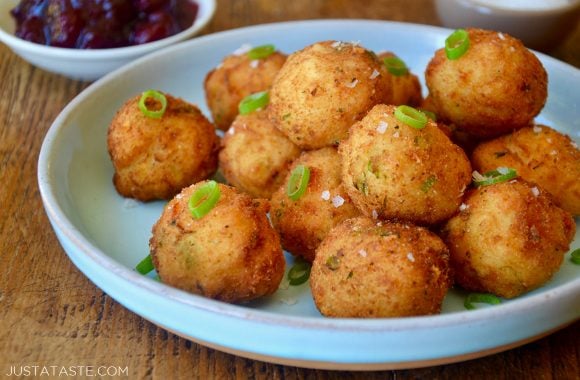 Leftover Mashed Potato Balls on serving plate