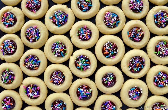 The best Chocolate Thumbprint Cookies with sprinkles