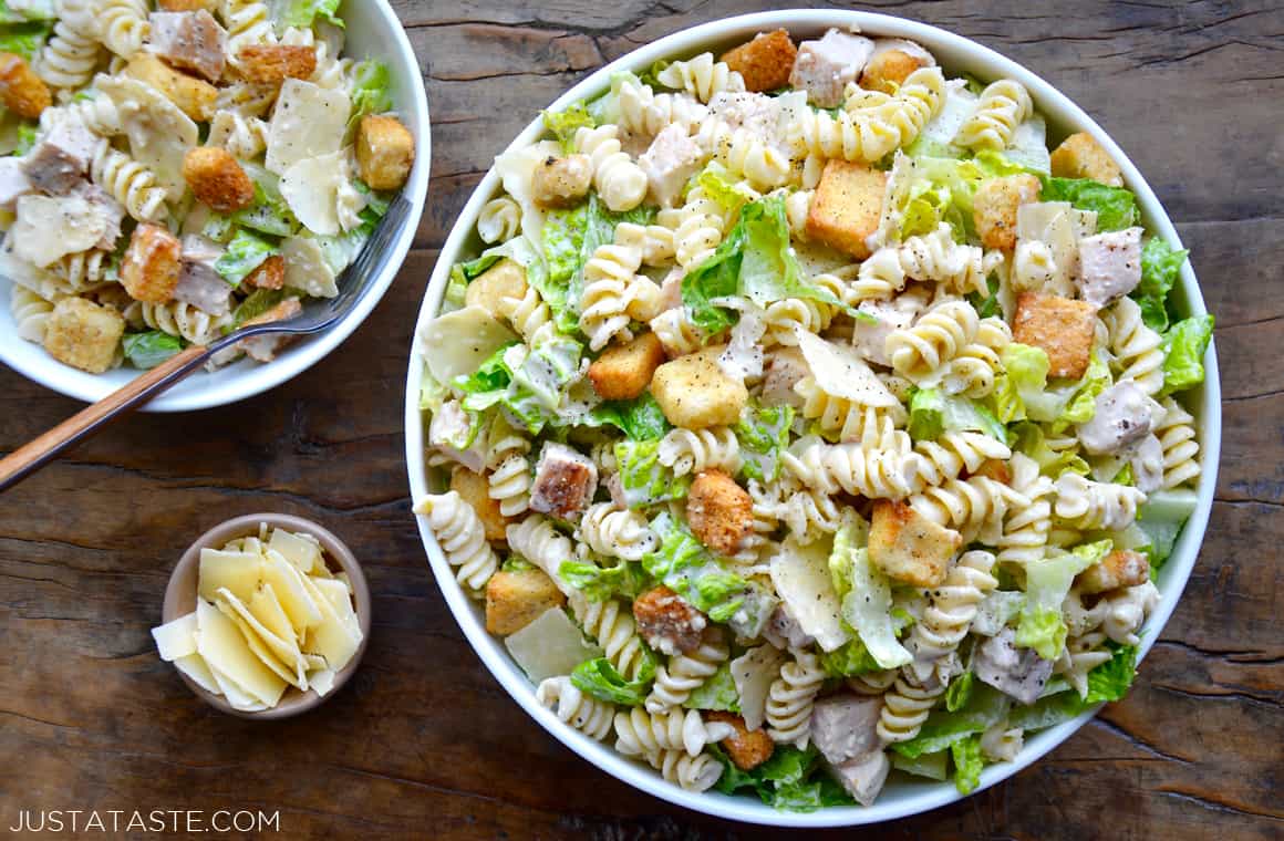 Chicken Caesar Pasta Salad Healthy Chicken Caesar Pasta Salad - Just a Taste