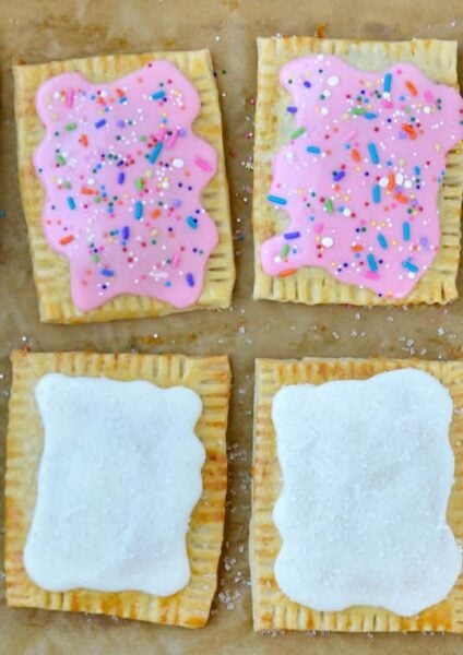 Best homemade pop tarts with white glaze and pink glaze with sprinkles