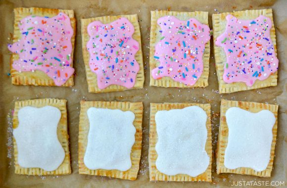 Best homemade pop tarts with white glaze and pink glaze with sprinkles