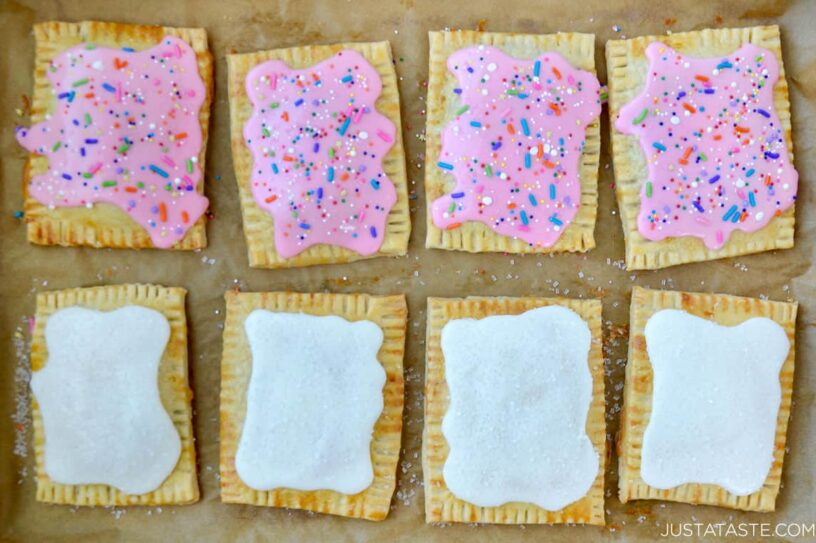 Best homemade pop tarts with white glaze and pink glaze with sprinkles