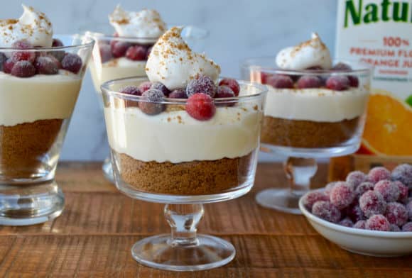 No-Bake Orange Cranberry Cheesecake Holiday Parfaits - Dessert