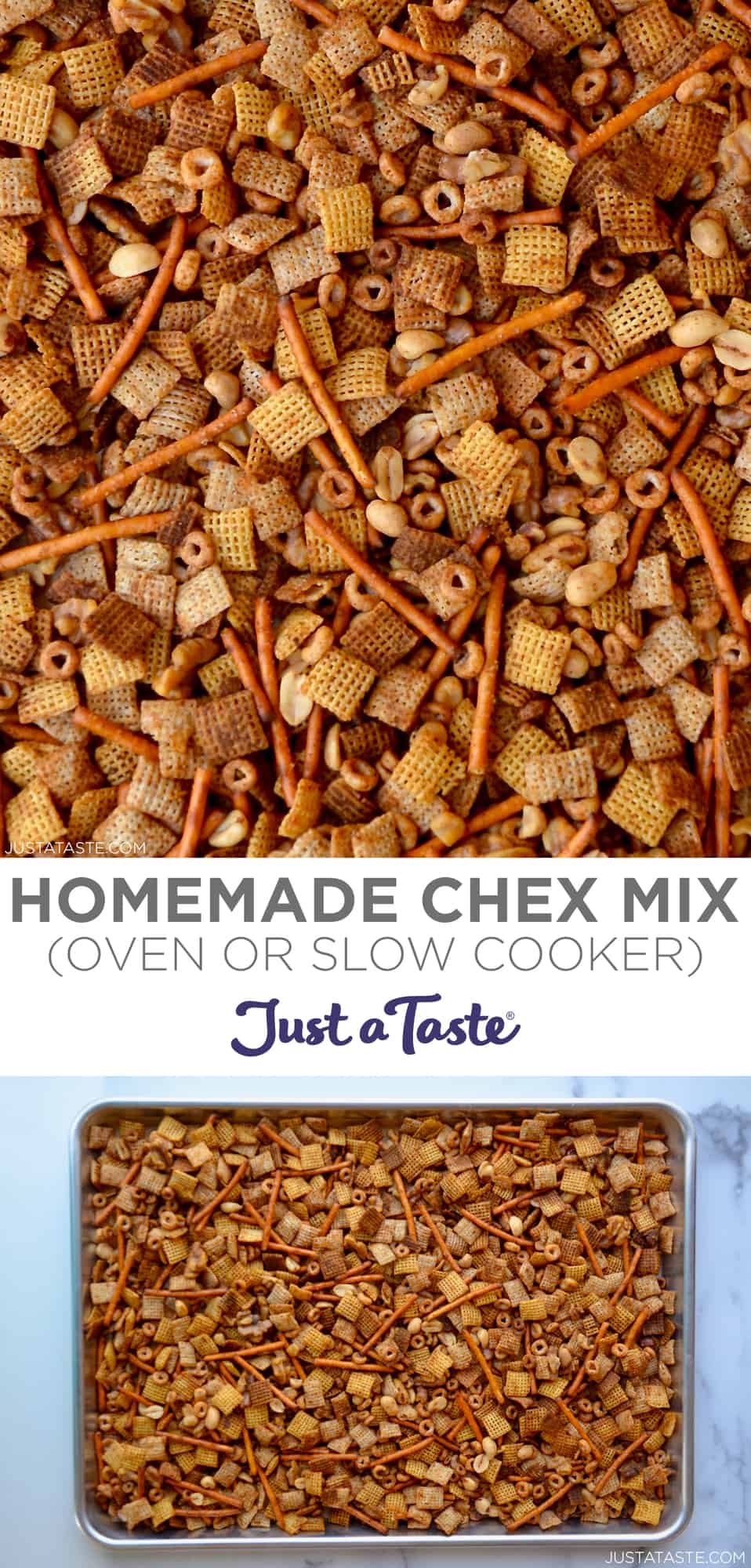 Homemade Chex Mix (Slow Cooker or Oven) Just a Taste