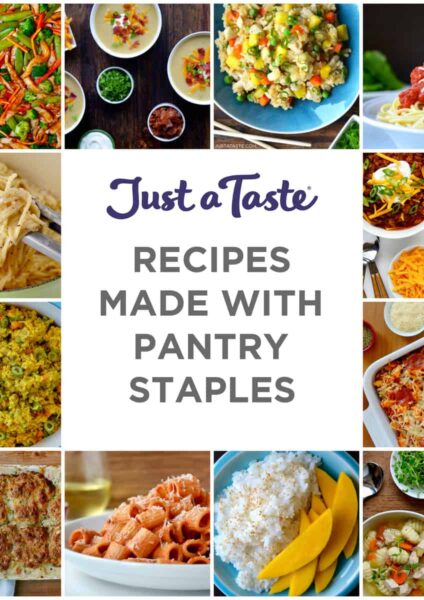 A collage of recipes all made with pantry staples.