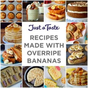 A collage of images for recipes to make with overripe bananas