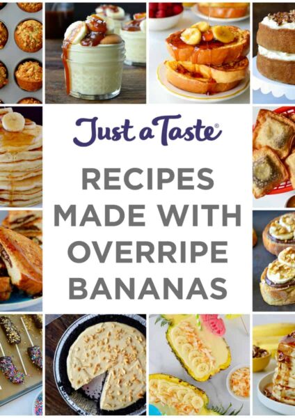 A collage of images for recipes to make with overripe bananas