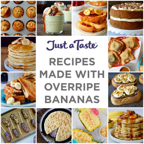 A collage of images for recipes to make with overripe bananas