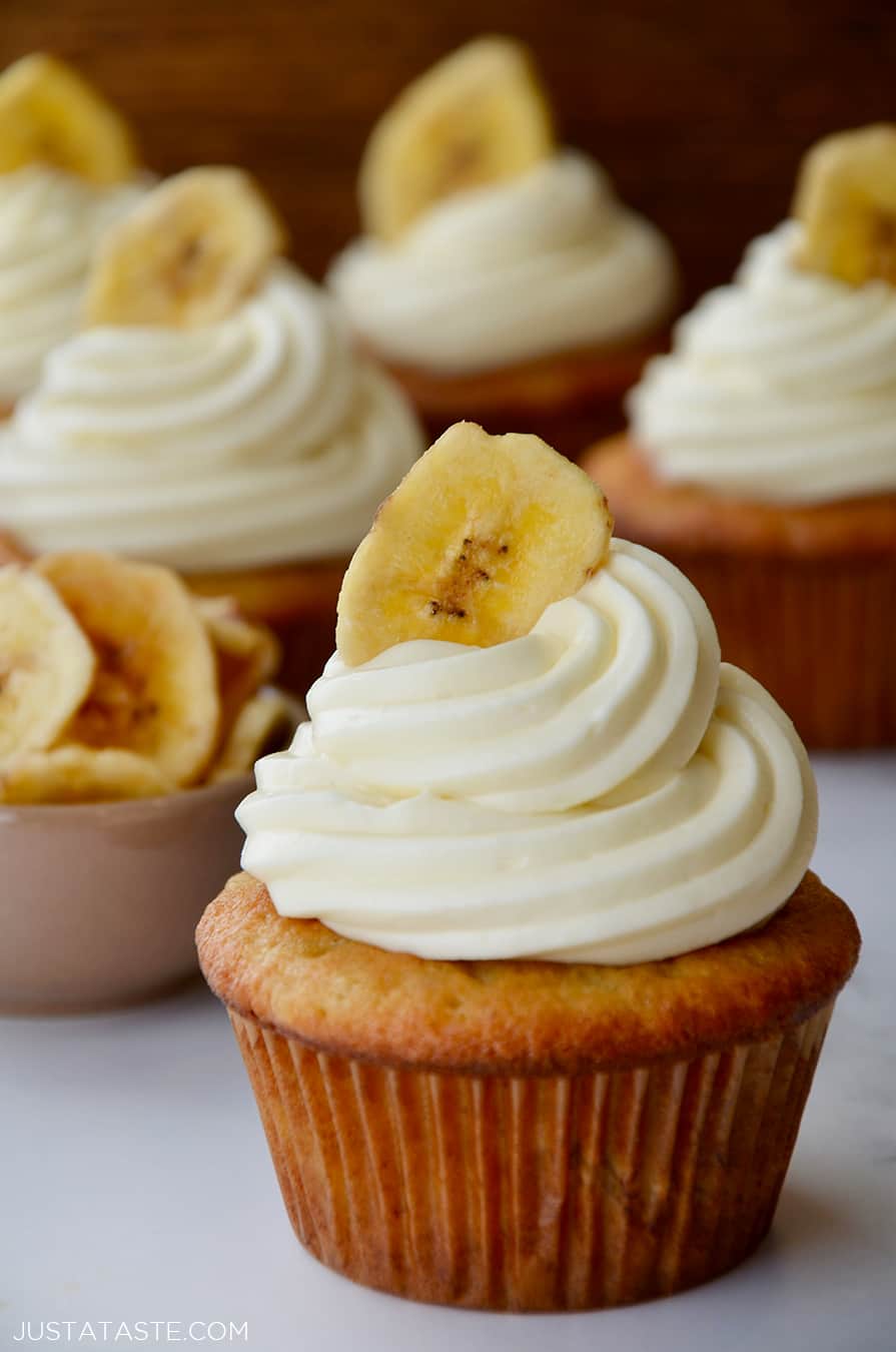 Banana Cupcakes with Cream Cheese Frosting - Just a Taste