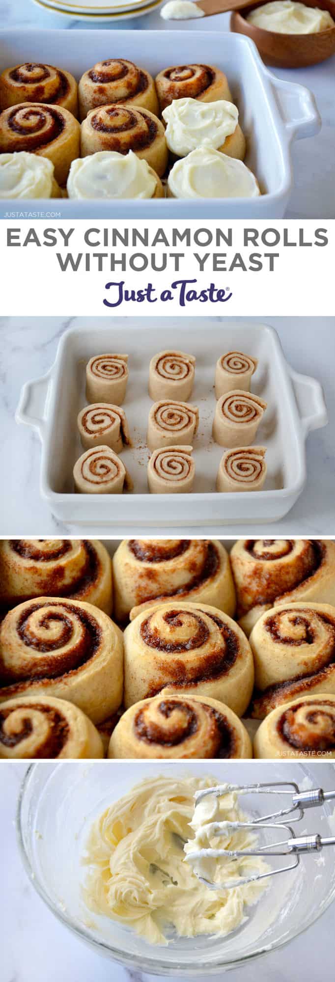 Easy homemade cinnamon rolls without yeast just a taste