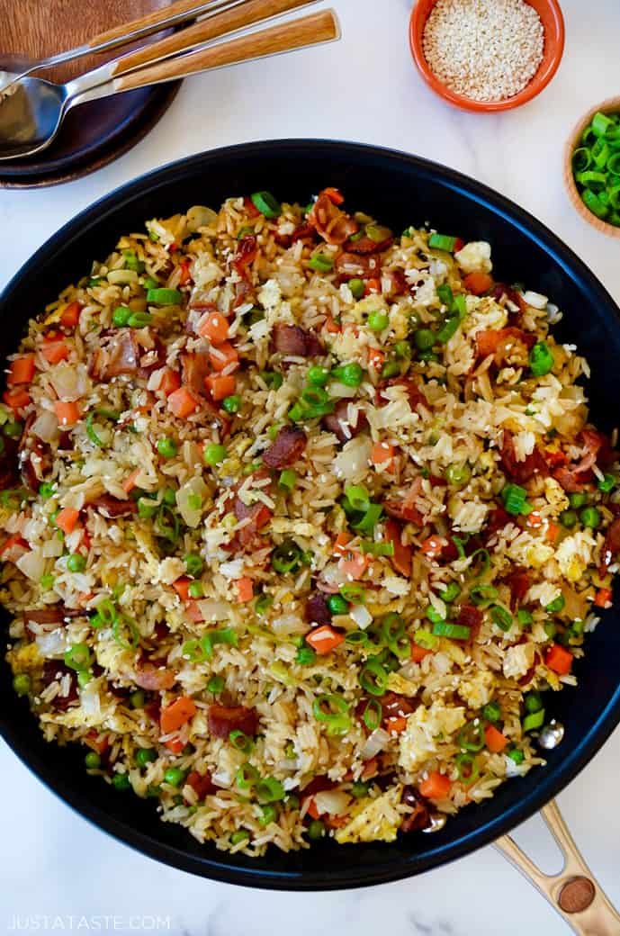 OnePan Bacon and Egg Fried Rice Just a Taste