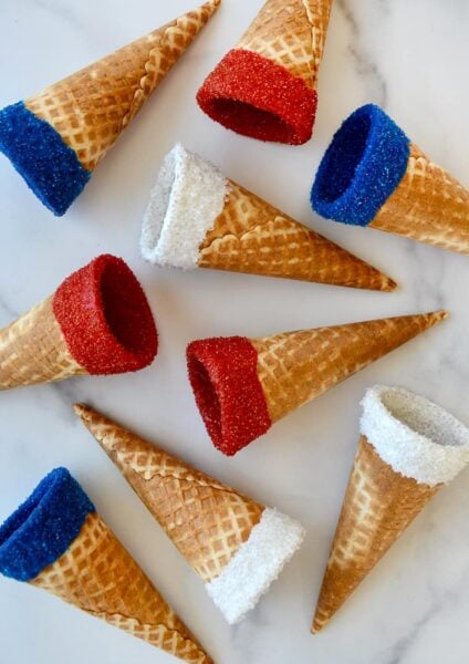 Dipped Red, White and Blue Ice Cream Cones