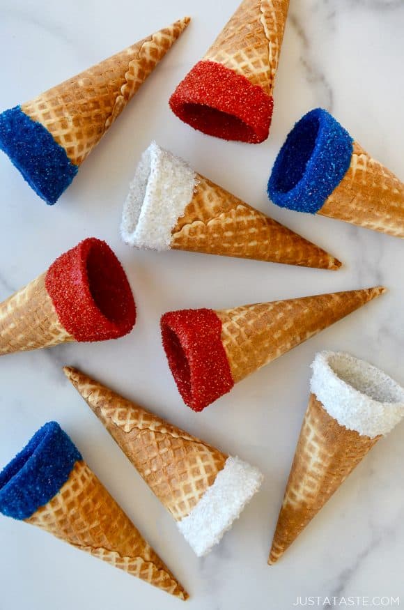 Dipped Red, White and Blue Ice Cream Cones