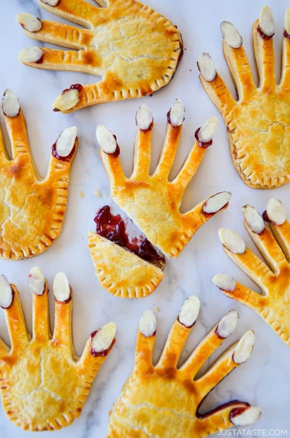 Bloody Halloween Hand Pies filled with fruit jam