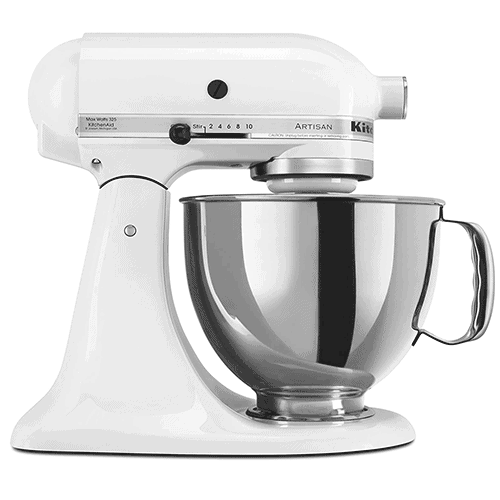 A white KitchenAid Stand MIxer