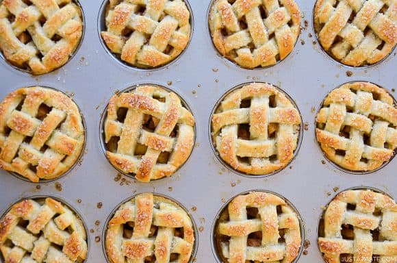 Homemade Muffin Tin Mini Apple Pies dusted with sanding sugar