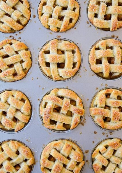 Top down view of Muffin Tin Mini Apple Pies
