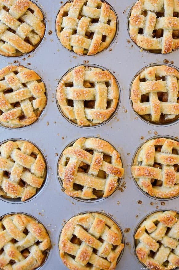 Top down view of Muffin Tin Mini Apple Pies