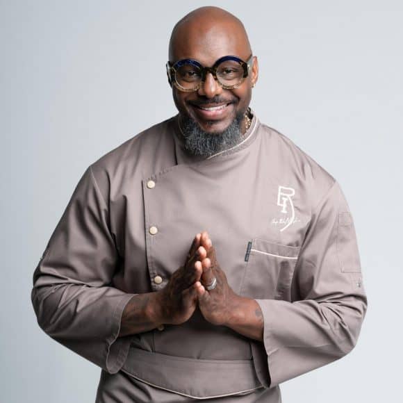 Chef Richard Ingraham in a grey chef's coat